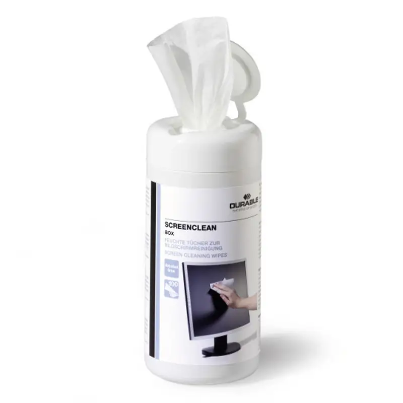 Durable Screenclean Box cleaning wipes IT equipment white 12x100 pcs