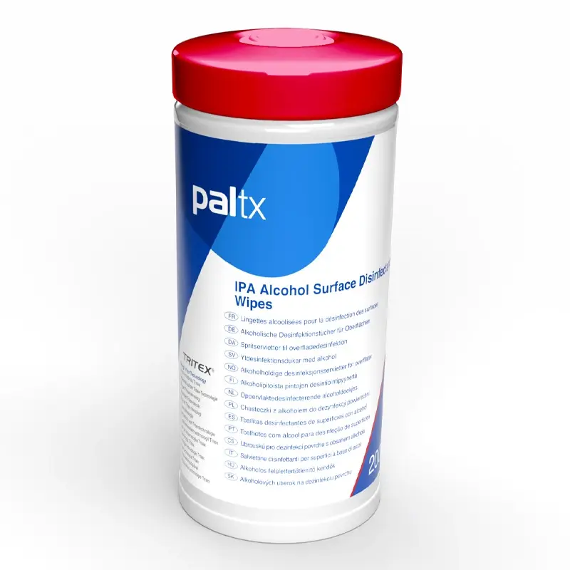 Lingettes désinfectantes PAL TX IPA pour surfaces, compatibles avec les aliments, tube de 200 unités