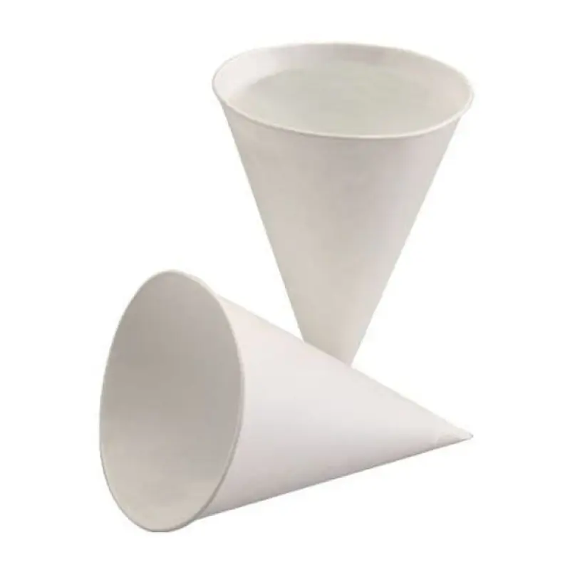 Drinkbeker suikerriet-papier watercone ø70x95 mm 100 ml wit
