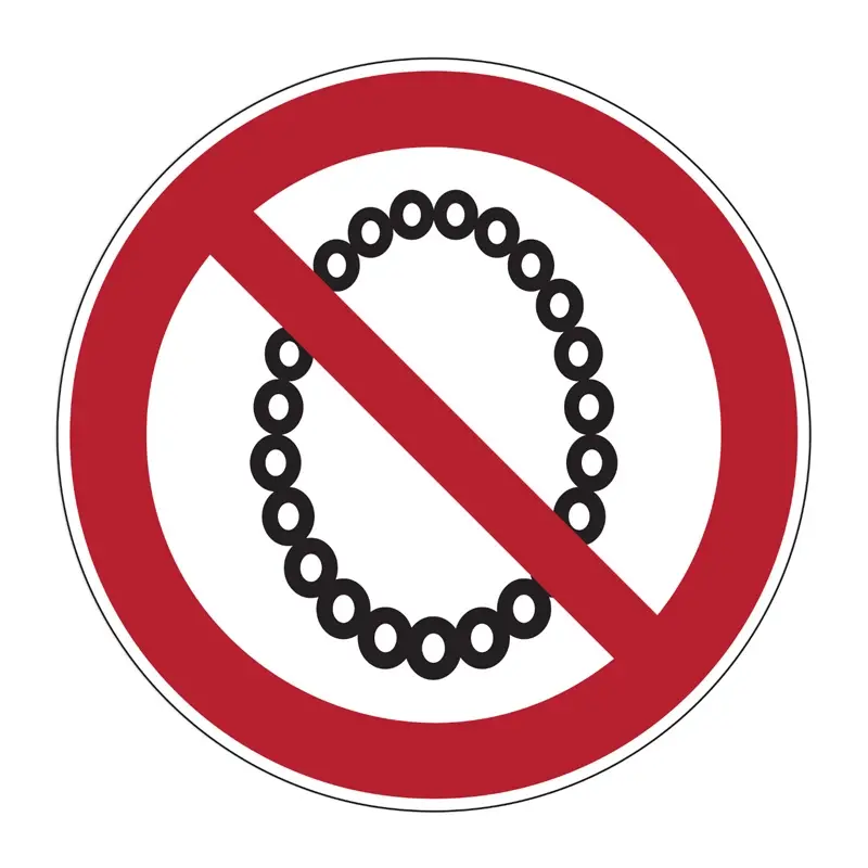 Sticker verboden halskettingen te dragen PIC 648 ø200 mm
