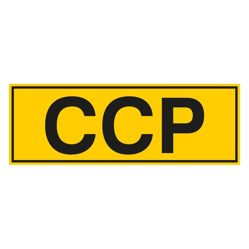 Autocollant Brady jaune avec texte noir « CCP » 300 x 105 mm