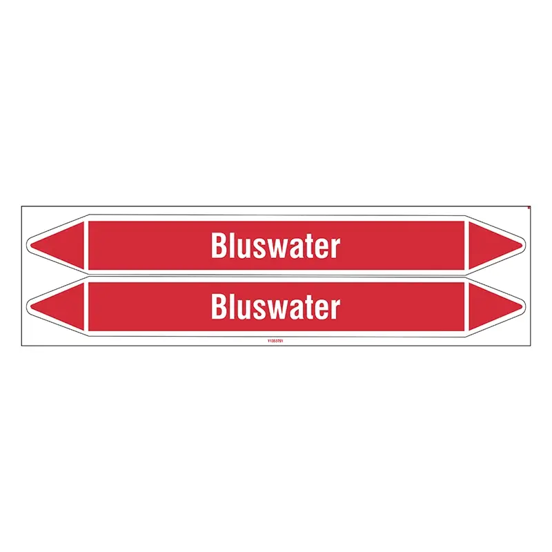 Leidingmerker bluswater 450x52 mm B-7541 wit op rood