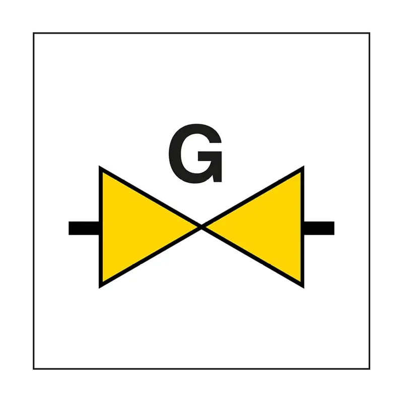 Étiquette d'emplacement de la vanne de gaz PIC 1010 100x100 mm