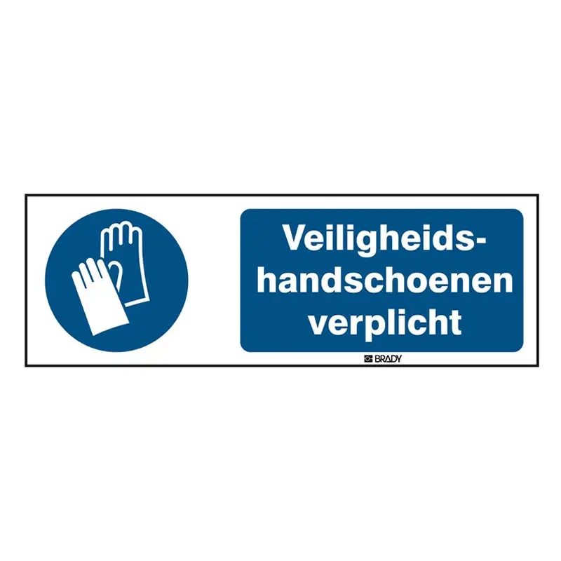 Sticker veiligheidshandschoenen verplicht M009 150x50 mm