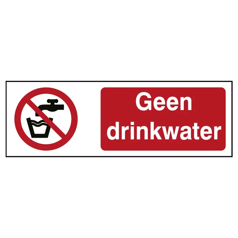 Brady sticker geen drinkwater P005 ToughWash B-862 detecteerbaar horizontaal 450x150 mm