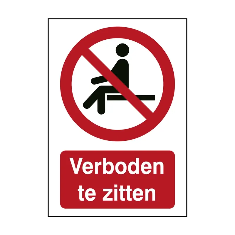 Sticker verboden te zitten P018 B-862 148x210 mm