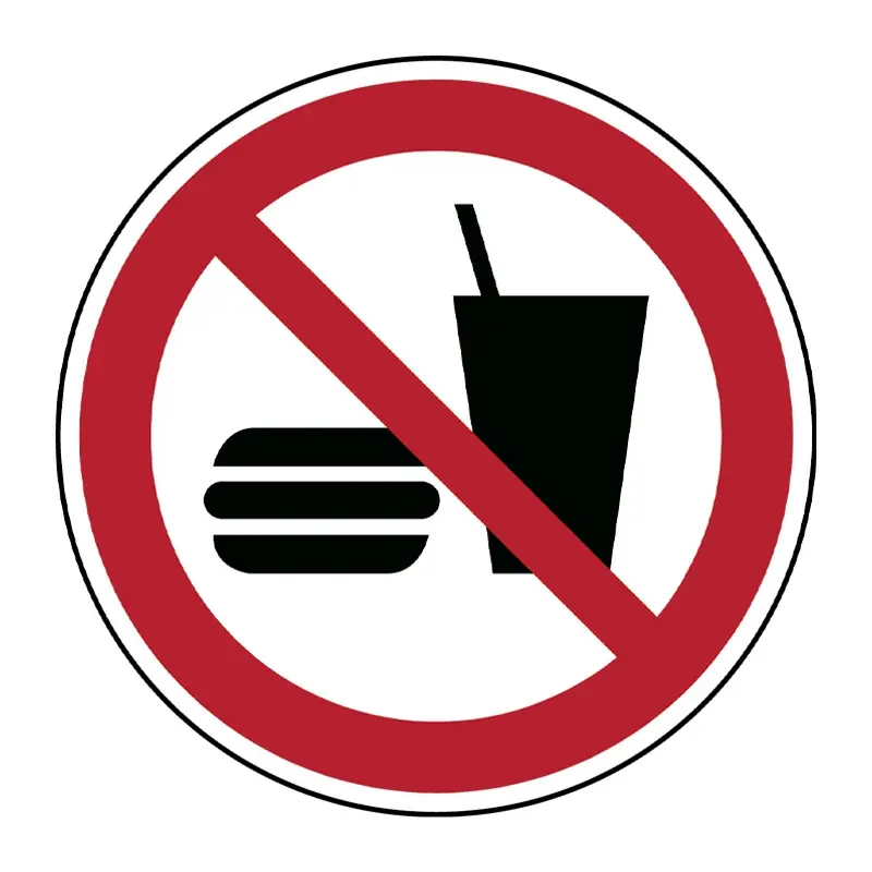Autocollant « Interdiction de manger et de boire » P022 B-862 ø315 mm