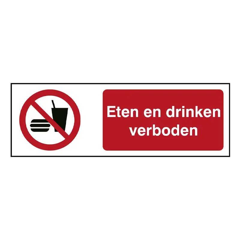 No eating and drinking sticker P022 B-862 450x150 mm