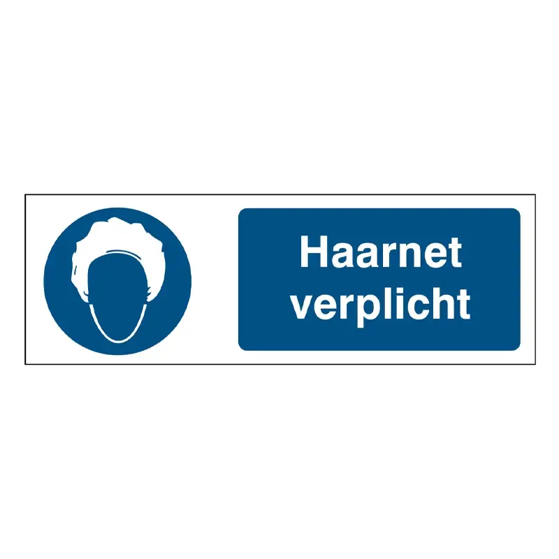 Sticker haarnet verplicht PIC269 B-862 150x50 mm