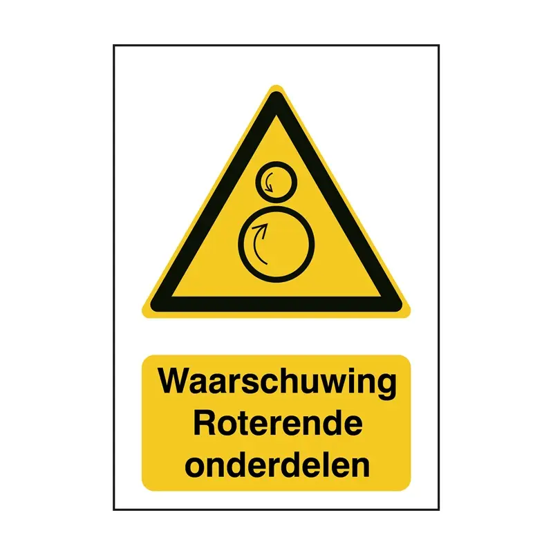 Rotating parts warning sticker W025 B-862 148x210 mm