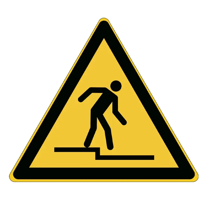 Sticker waarschuwing trede naar beneden W070 B-862 200x173 mm