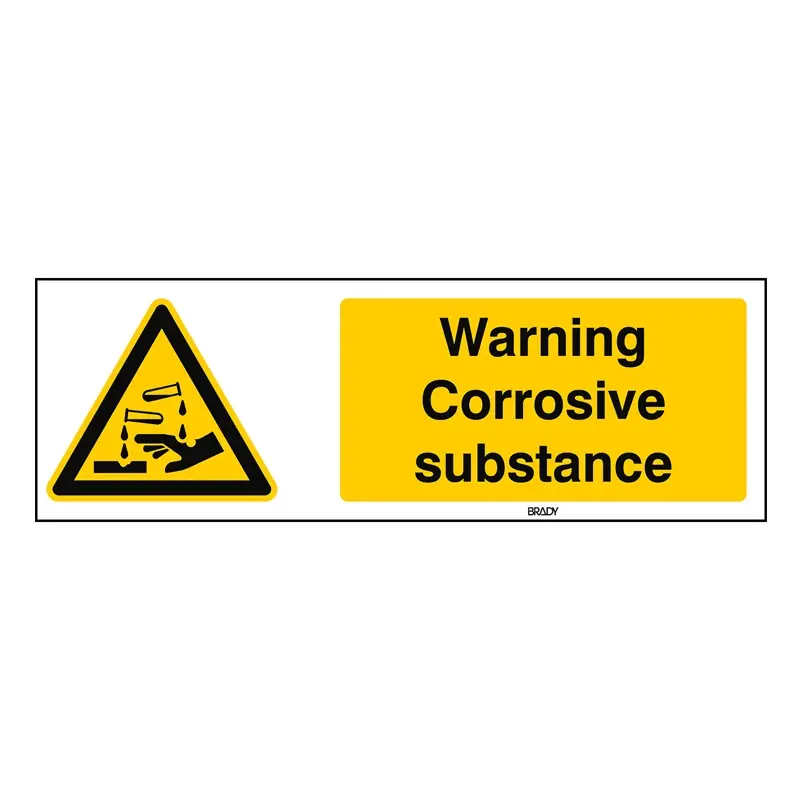 Sticker warning: corrosive substance W023 B-863 297x105 mm