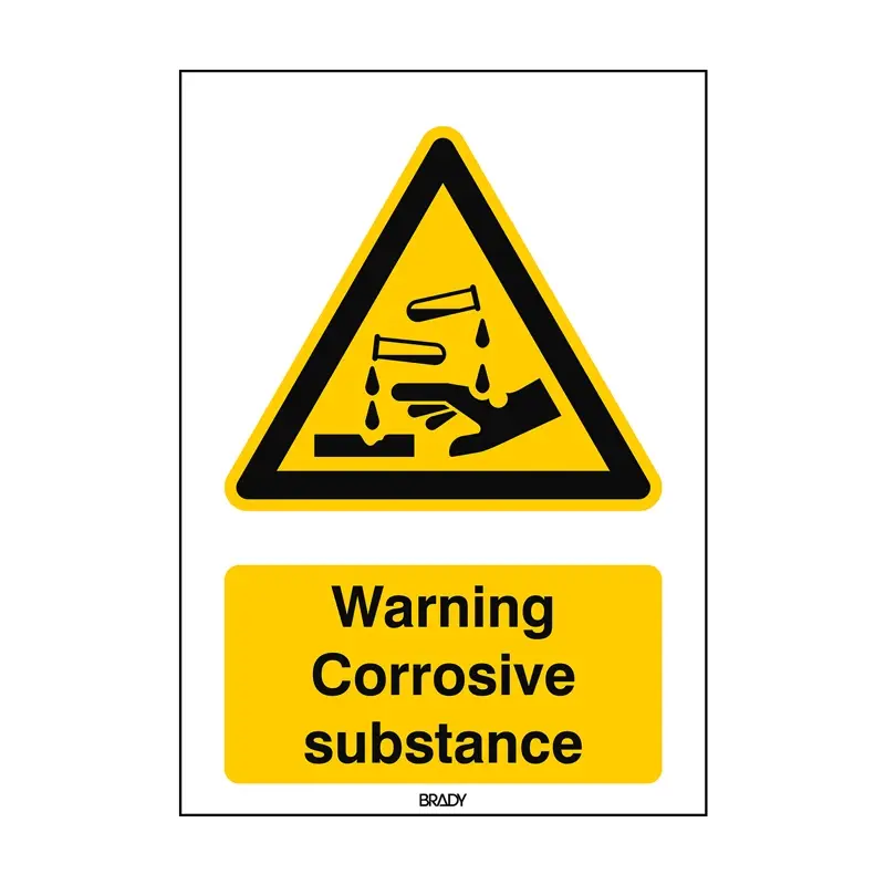 Étiquette d'avertissement : substance corrosive W023 B-863 297 x 420 mm