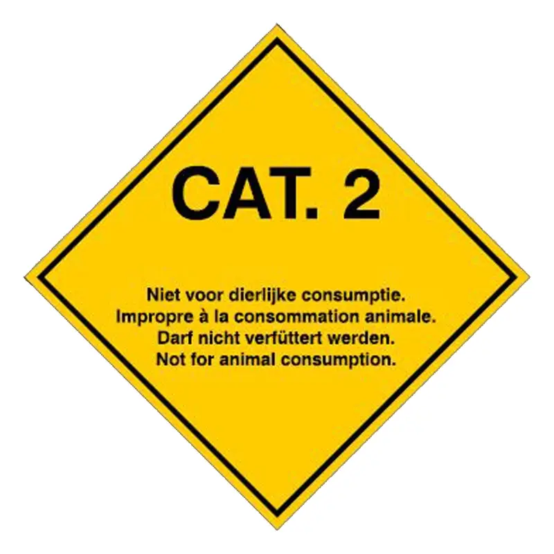 Étiquette Brady Cat. 2 transport de sous-produits animaux 100x100 mm