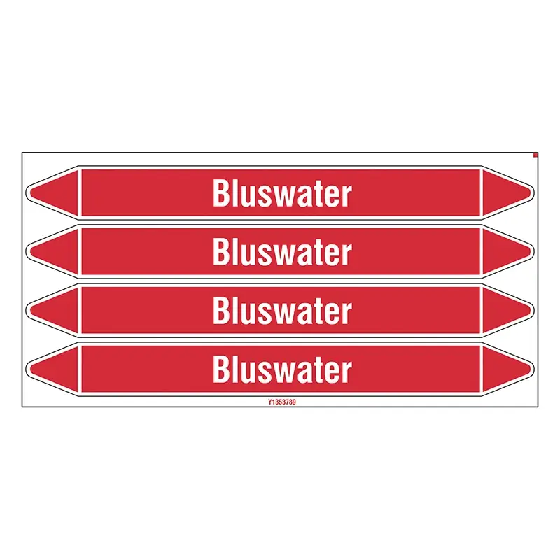 Marqueur de tuyau d'incendie/eau 250x26 mm B-7541 blanc sur rouge