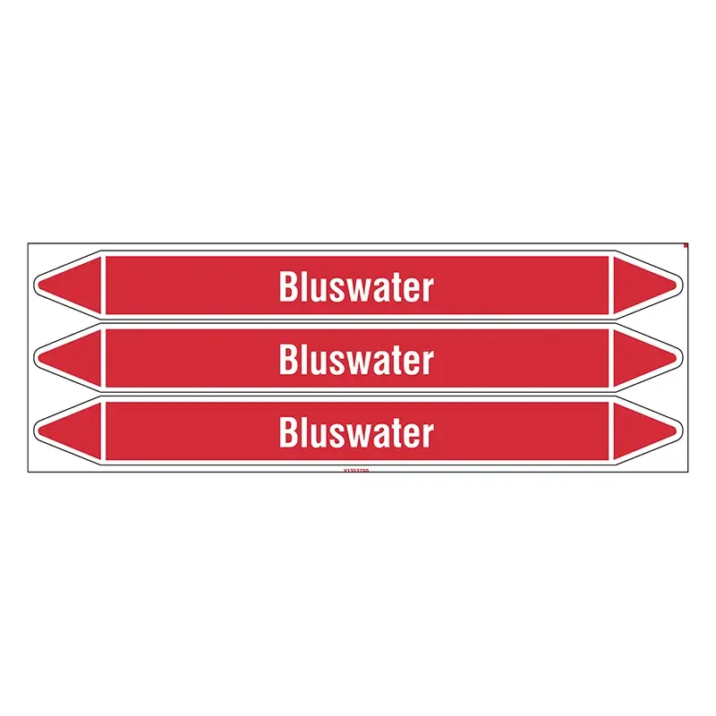 Leidingmerker bluswater 355x37 mm B-7541 wit op rood