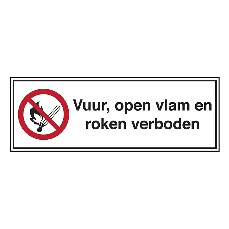 Sign fire, open flame and smoking prohibited PP STN 131 450x150 mm
