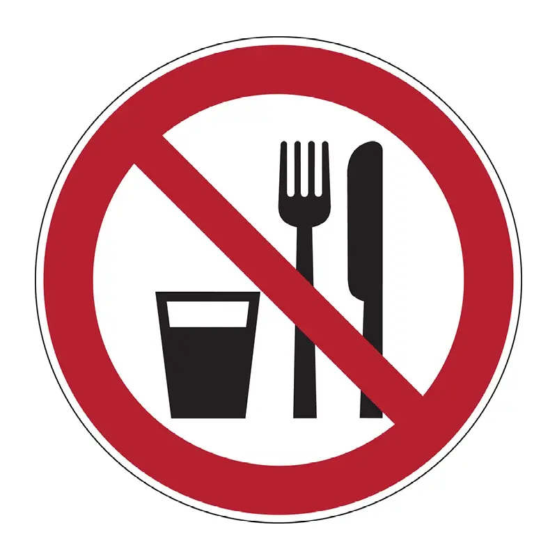 Panneau « Interdiction de manger et de boire » PIC 224 PP ø100 mm