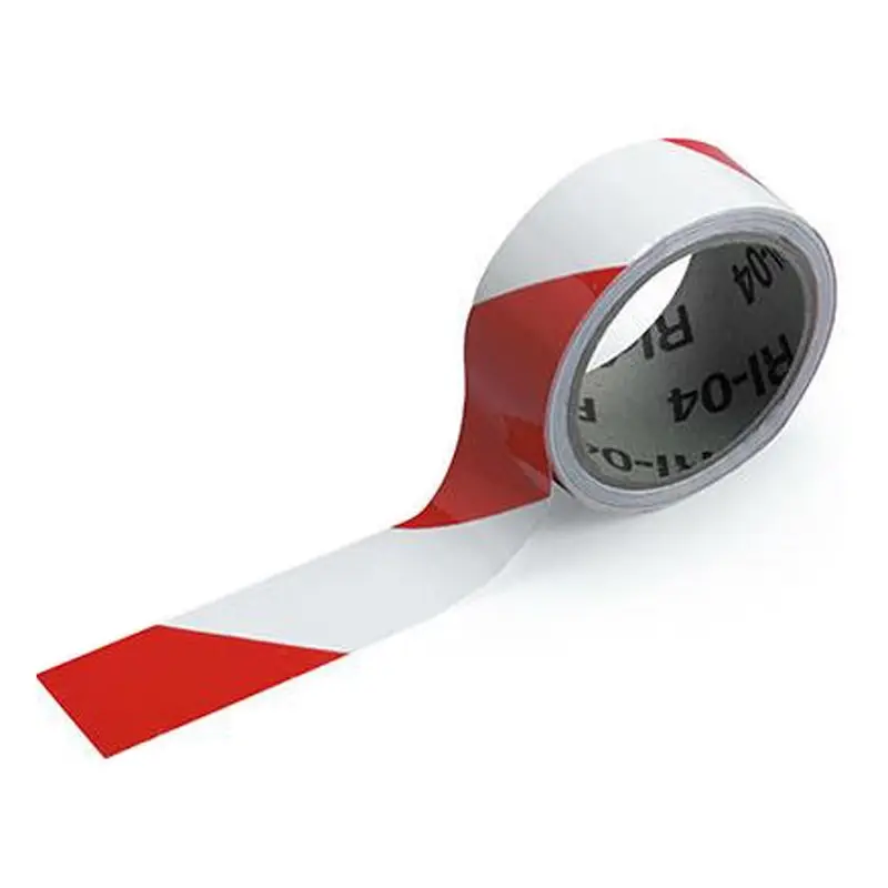 Waarschuwingstape zelfklevend PVC 50 mm rood/wit