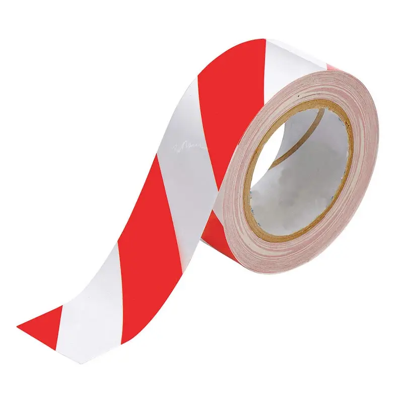 Waarschuwingstape zelfklevend PVC 50 mm x 33 m rood/wit