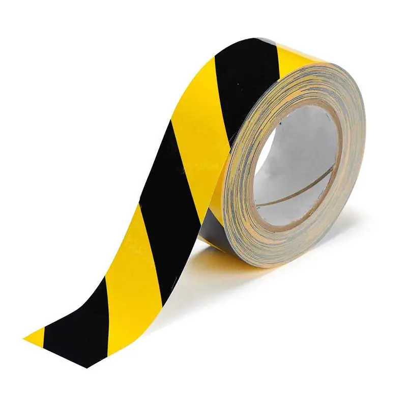 Ruban de signalisation autocollant en PVC 50 mm x 33 m noir/jaune