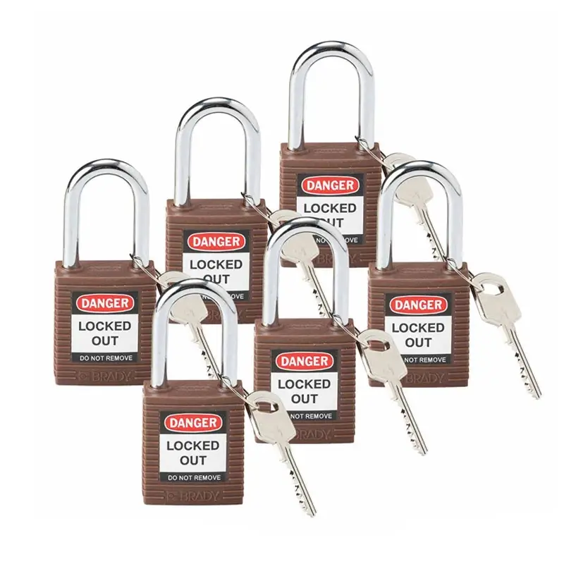 Brady 813636 Reinforced Nylon Safety Locks Danger Locked Out Brown
