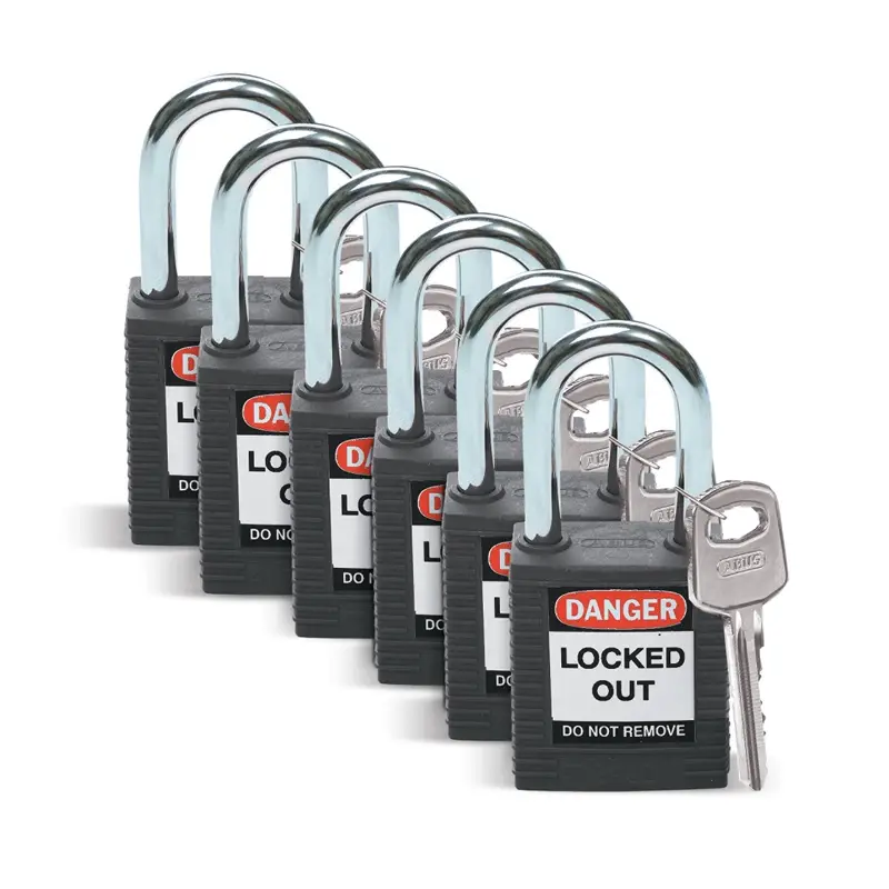 Cadenas de sécurité Brady 051353 en nylon renforcé, noir, verrouillage de sécurité.