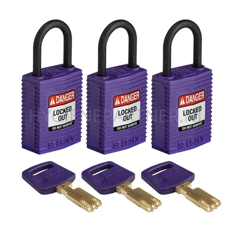 Brady 150195 SafeKey Compact Nylon safety locks Danger Locked Out purple