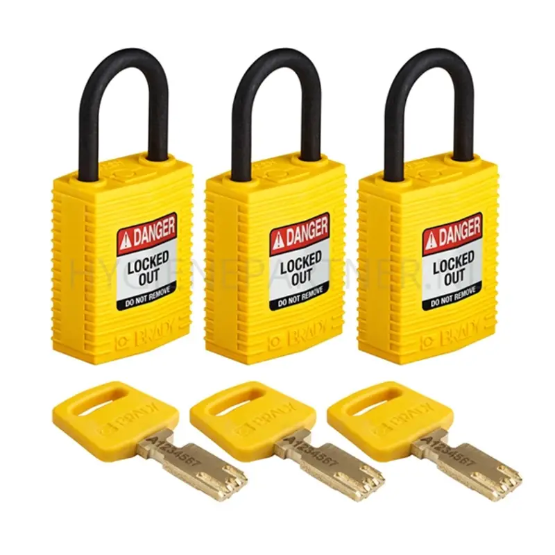 Brady 150190 SafeKey Compact Nylon safety locks Danger Locked Out yellow
