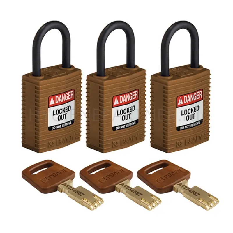 Brady 150196 SafeKey Compact Nylon safety locks Danger Locked Out brown