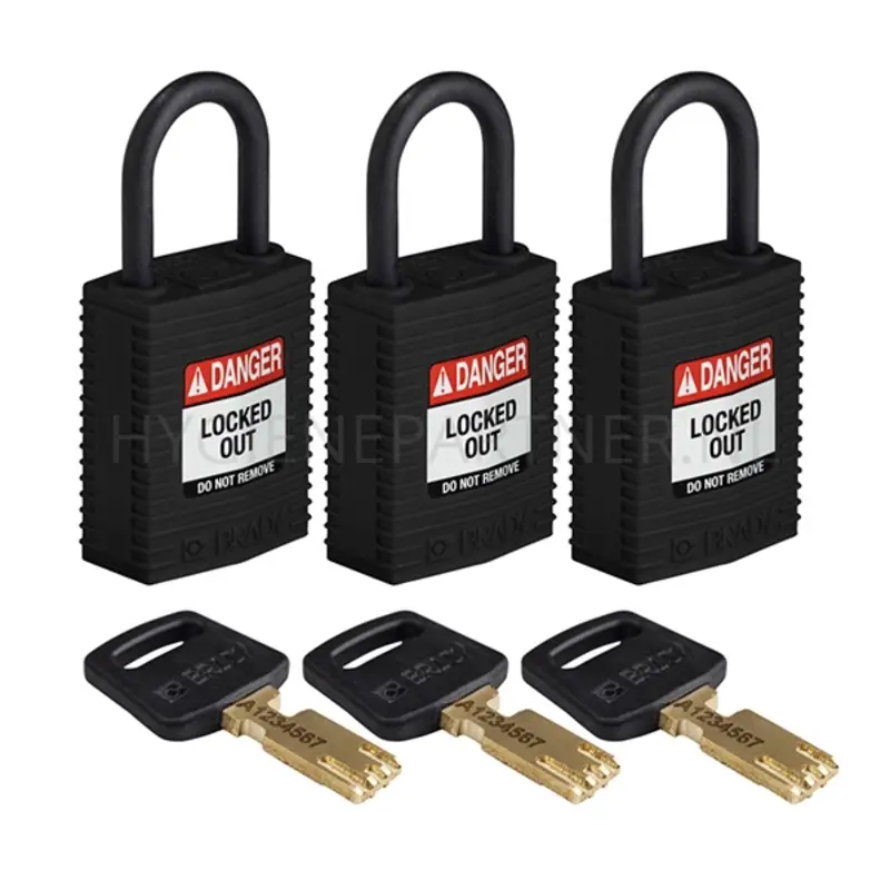 Brady 150193 SafeKey Compact Nylon safety locks Danger Locked Out black