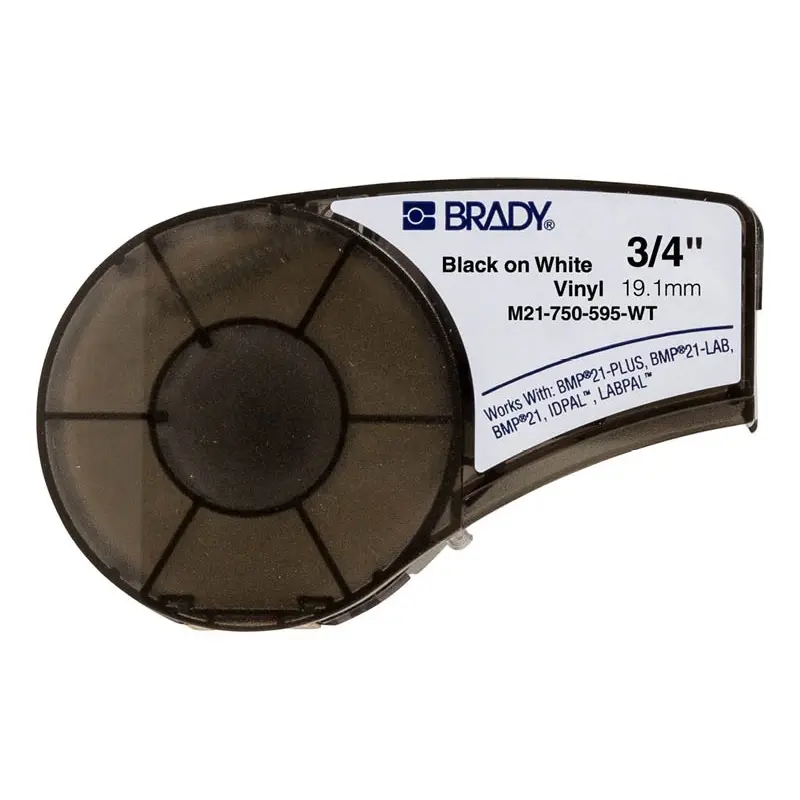 Étiquette vinyle M21-750-595-WT 19,05 mm noir sur blanc
