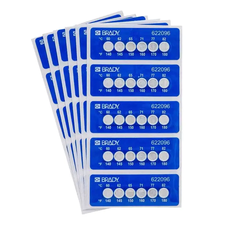 Brady 622096 temperature indicator labels 6 levels TIL-6-60C/140F