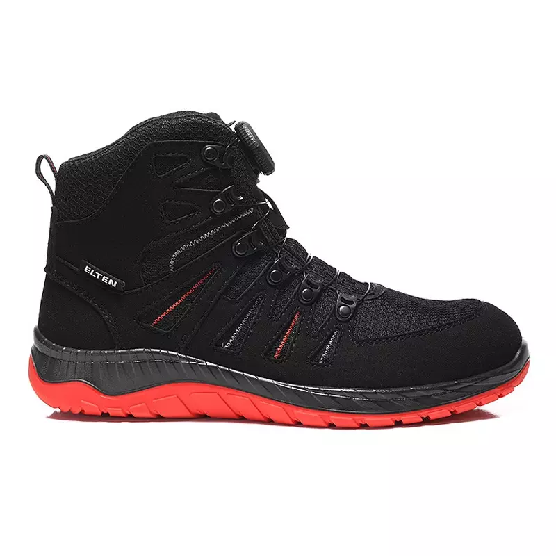 Chaussures Elten Maddox BOA noires et rouges mi-hautes S3, pointure 44