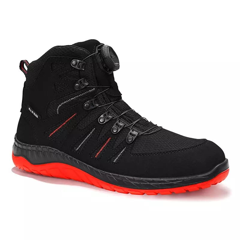 Chaussures Elten Maddox BOA noires et rouges mi-hautes S3, pointure 44