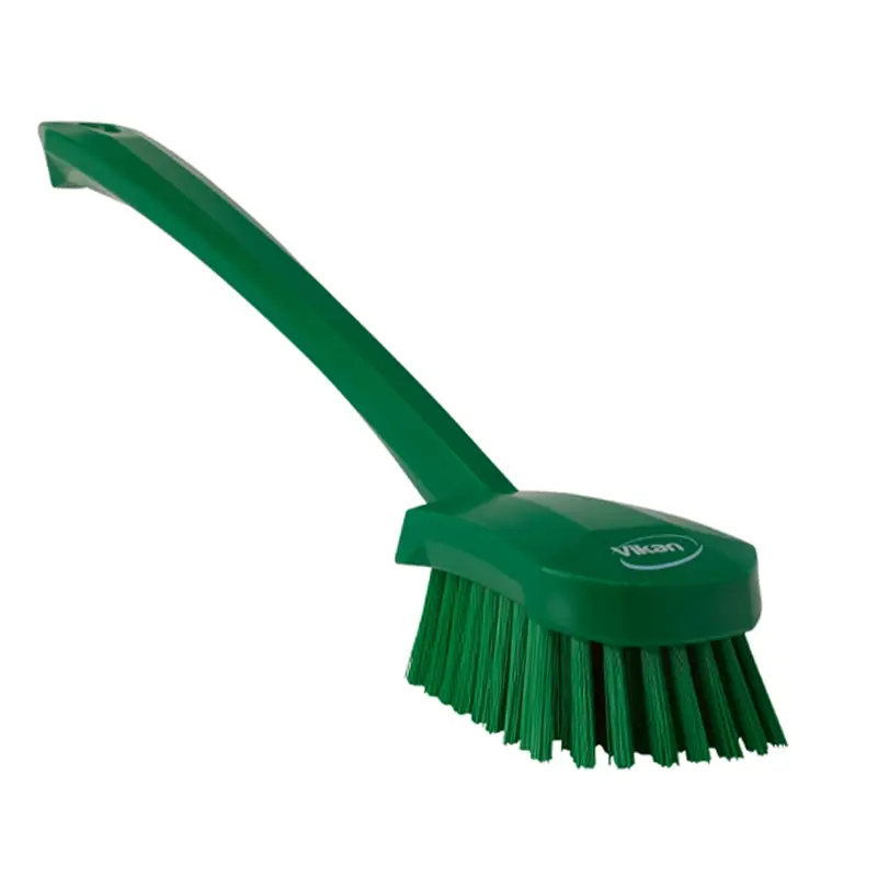Brosse à vaisselle Vikan 41862, manche long et rigide, 415 mm, verte