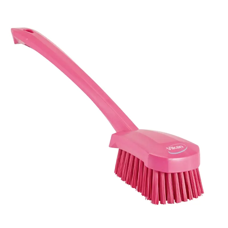 Brosse à vaisselle Vikan 41861, manche long et rigide, 415 mm, rose