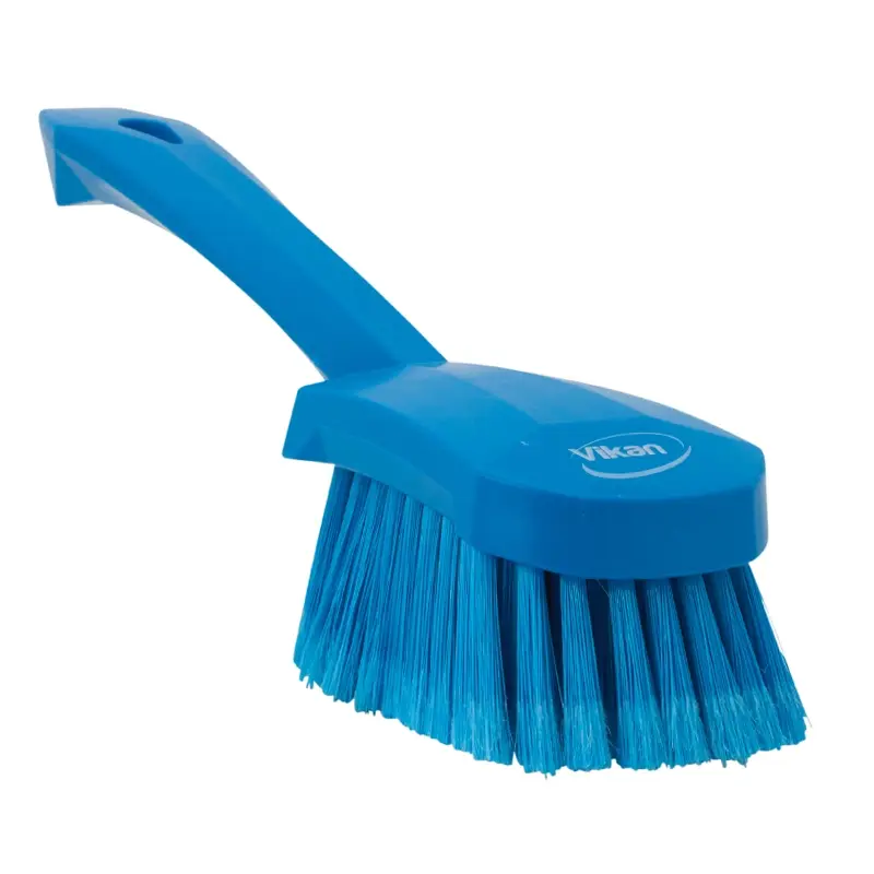 Brosse à vaisselle Vikan 41943, fibres souples fendues, manche court, 270 mm, bleue