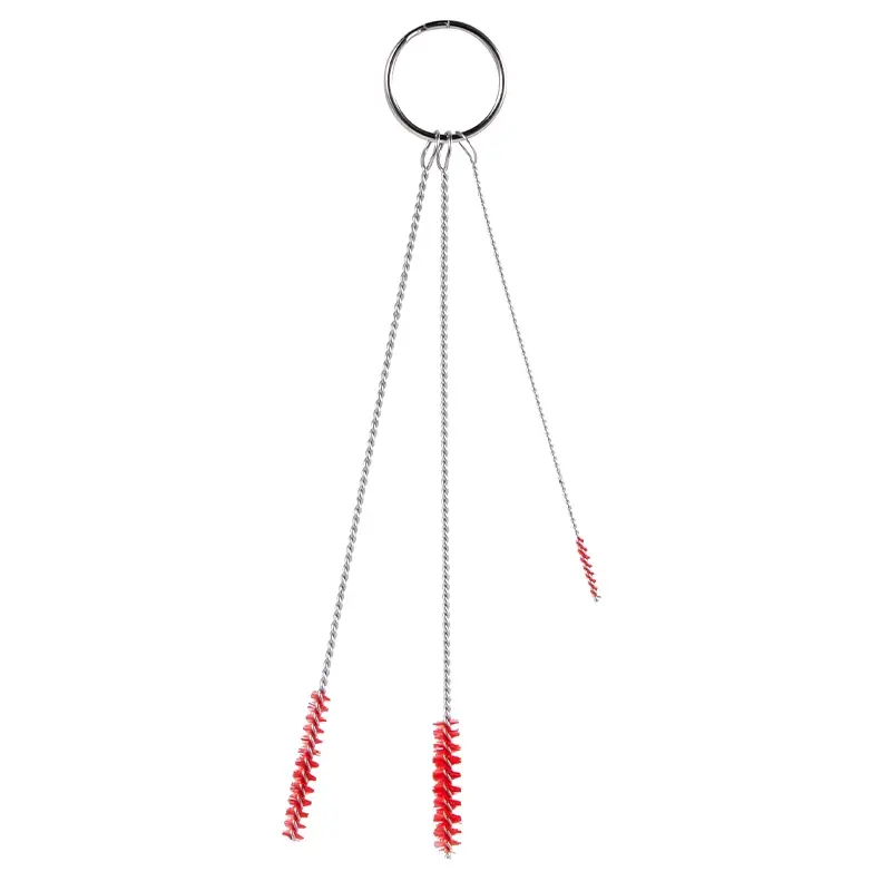 Kit de nettoyage Vikan 53624 avec 3 brosses à tuyaux - 2 mm - 5 mm - 6 mm rouge