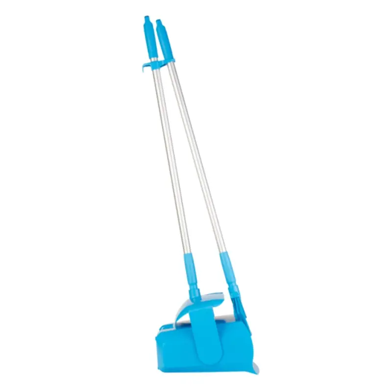Pelle à poussière hygiénique Vikan 56653 pour hôtels, avec brosse, verrouillable, 350 mm, bleue