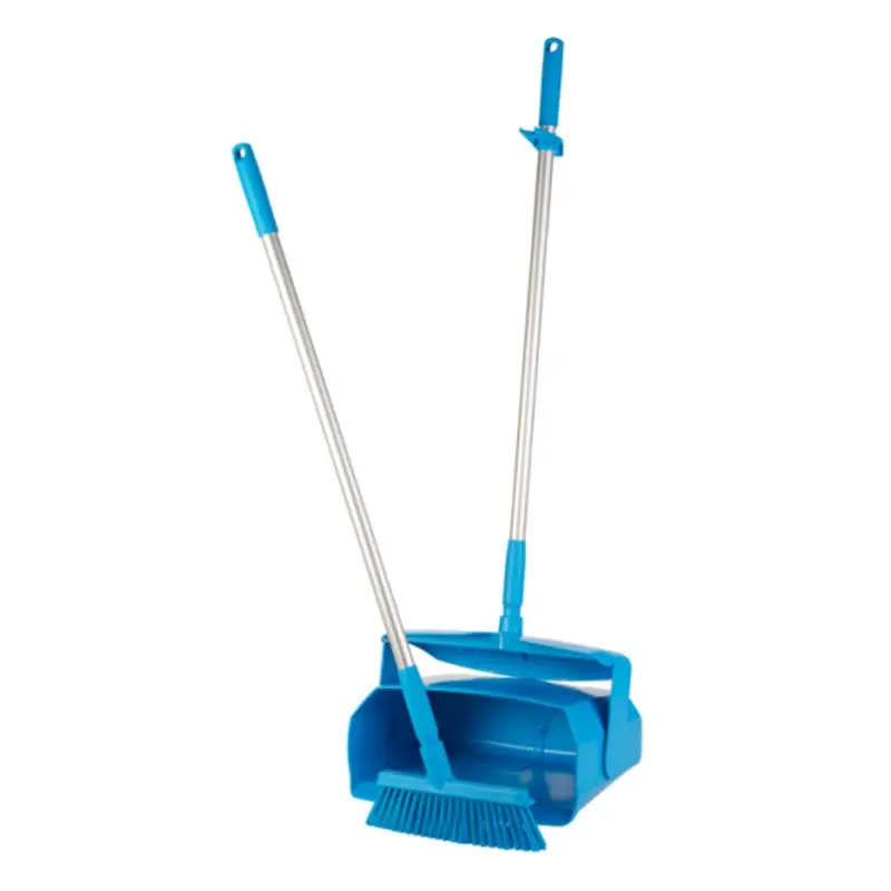 Pelle à poussière hygiénique Vikan 56653 pour hôtels, avec brosse, verrouillable, 350 mm, bleue
