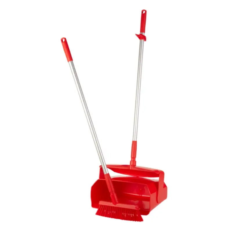 Vikan 56654 hygienic hotel dustpan with brush, lockable, 350 mm, red