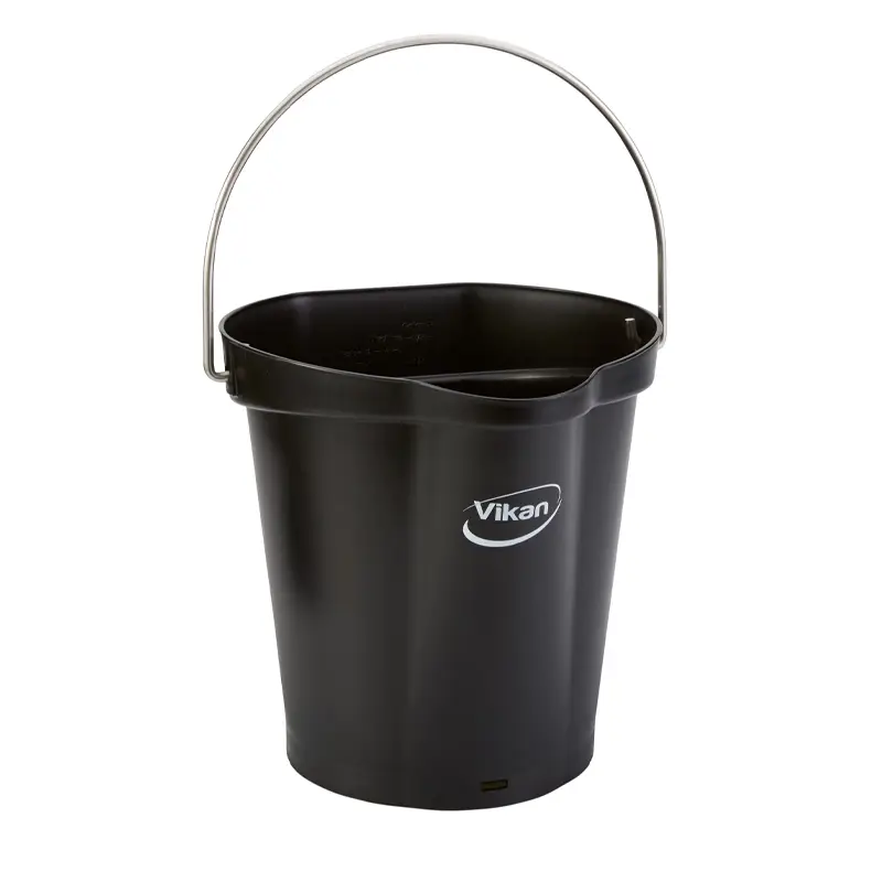 Vikan 56869 Bucket with stainless steel handle 12 liters black