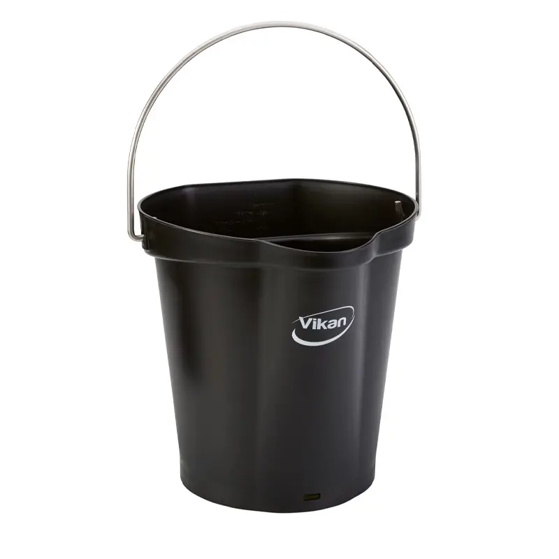 Seau Vikan 56889 avec poignée en acier inoxydable, 6 litres, noir