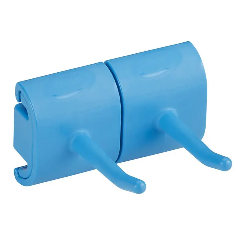 Vikan 10143 hygienic wall bracket double hook blue