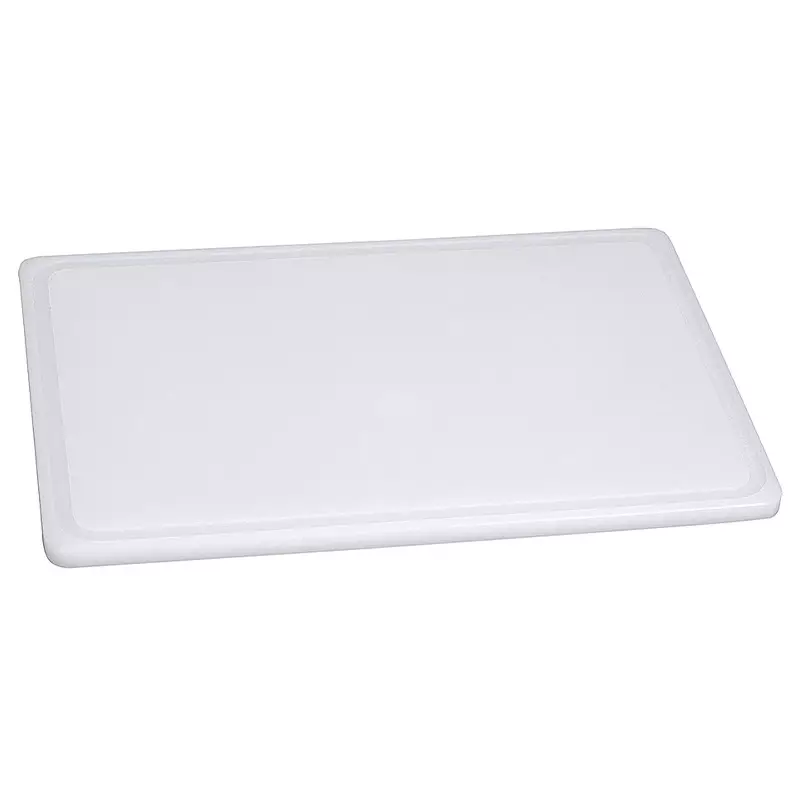 Plastic cutting board with groove and anti-slip 600x400x20 mm white