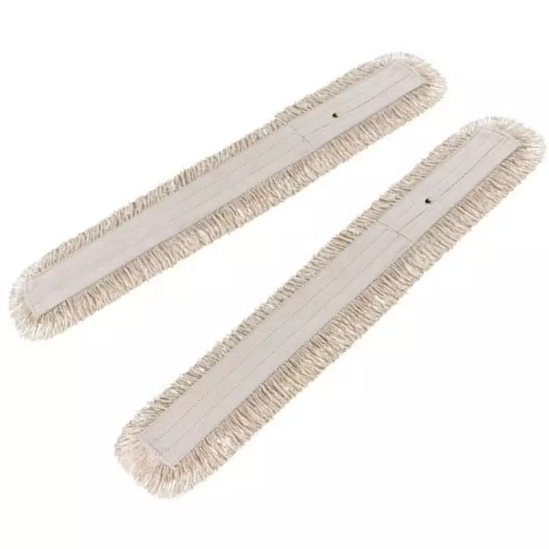 Housse de balai à franges en coton avec boutons-pression 100 cm