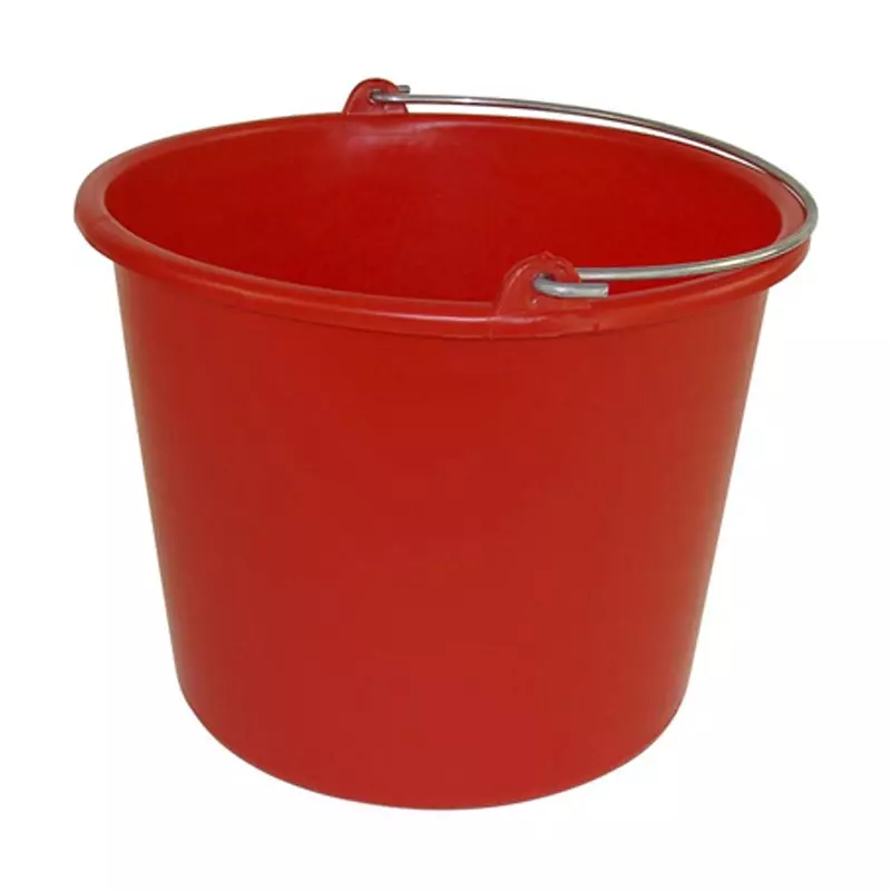 Seau en plastique rouge de 12 litres