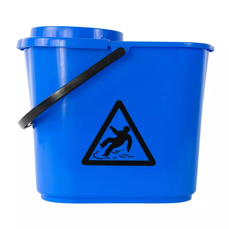 Seau à serpillière avec panier d'essorage 12 litres bleu