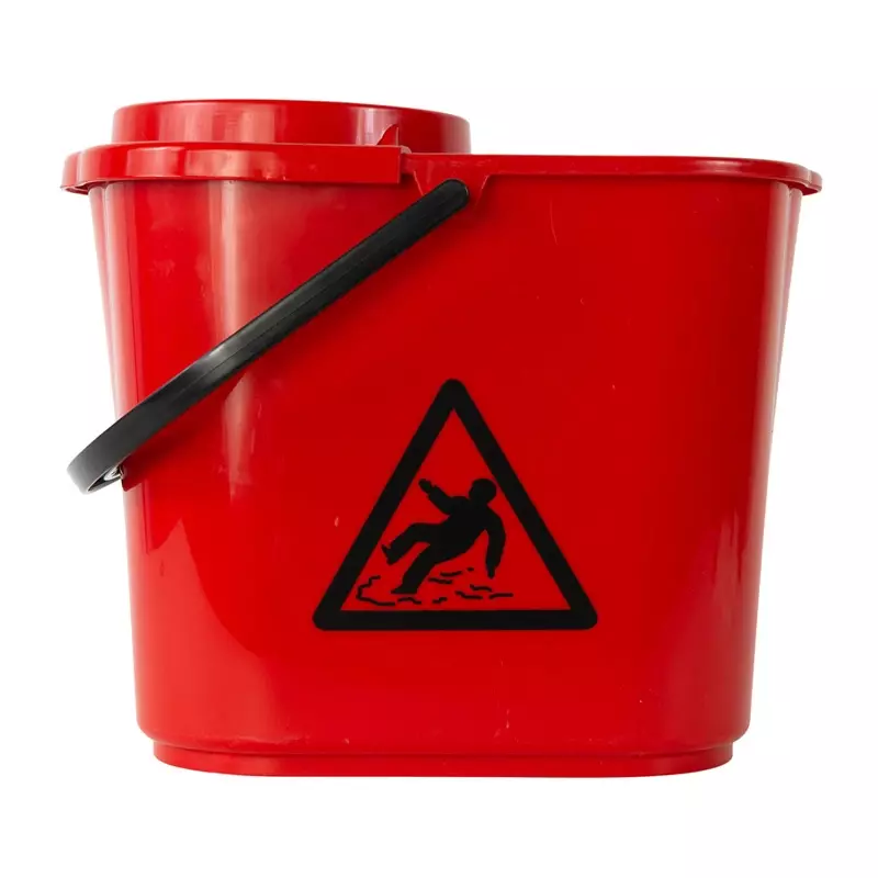 Seau à serpillière avec panier d'essorage 12 litres rouge
